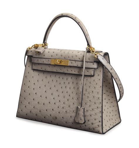 grey ostrich hermes bag|More.